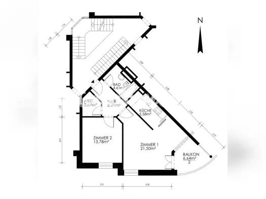 Wohnung zur Miete Tauschwohnung 647 € 2 Zimmer 56 m² 3. Geschoss Wandsbek 22767