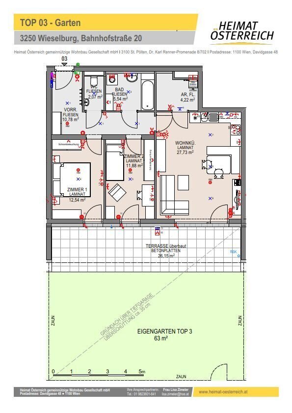 Wohnung zur Miete 827 € 3 Zimmer 74,8 m²<br/>Wohnfläche EG<br/>Geschoss Bahnhofstraße Wieselburg 3250