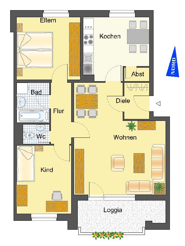 Wohnung zur Miete nur mit Wohnberechtigungsschein 451 € 3 Zimmer 79 m²<br/>Wohnfläche 1.<br/>Geschoss Ruhrstraße 37 Süd Recklinghausen 45663