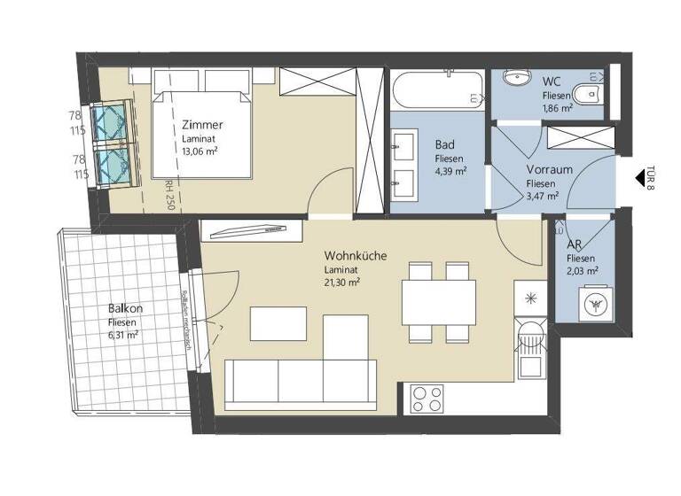 Wohnung zur Miete 575 € 2 Zimmer 46,1 m² 2. Geschoss Ketzergasse 14 Wien 1230