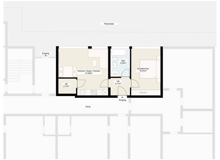 Wohnung zur Miete 1.050 € 2 Zimmer EG Salzburg 5020