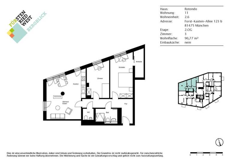 Studio zur Miete - Erstbezug 1.920 € 3 Zimmer 90,8 m² 2. Geschoss Forst-Kasten-Allee 123b Thalk.Obersendl.-Forsten-Fürstenr.-Solln München 81475