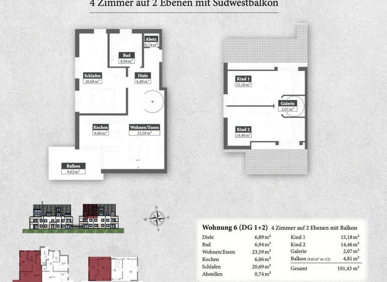 Wohnung zum Kauf - Erstbezug provisionsfrei 649.000 € 4 Zimmer 101,4 m² 2. Geschoss frei ab 30.07.2027 Mering 86415