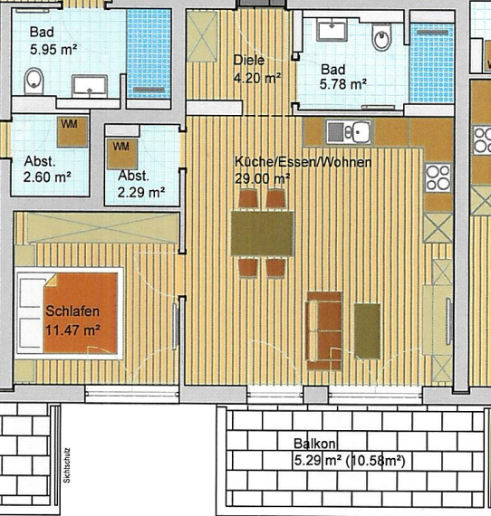 Wohnung zur Miete 760 € 2 Zimmer 58 m²<br/>Wohnfläche 1.<br/>Geschoss ab sofort<br/>Verfügbarkeit Wullenstetten Senden 89250