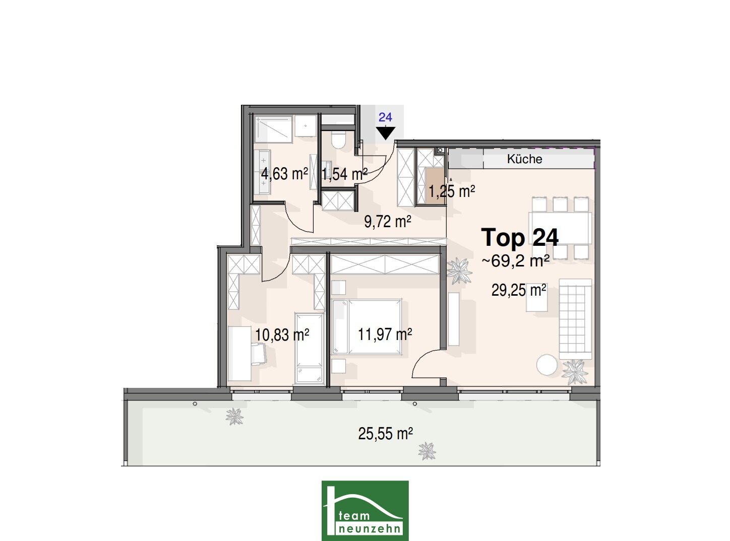 Wohnung zum Kauf 317.549 € 3 Zimmer 69,1 m²<br/>Wohnfläche 2.<br/>Geschoss Bahnhofstraße 22 Strasshof an der Nordbahn 2231