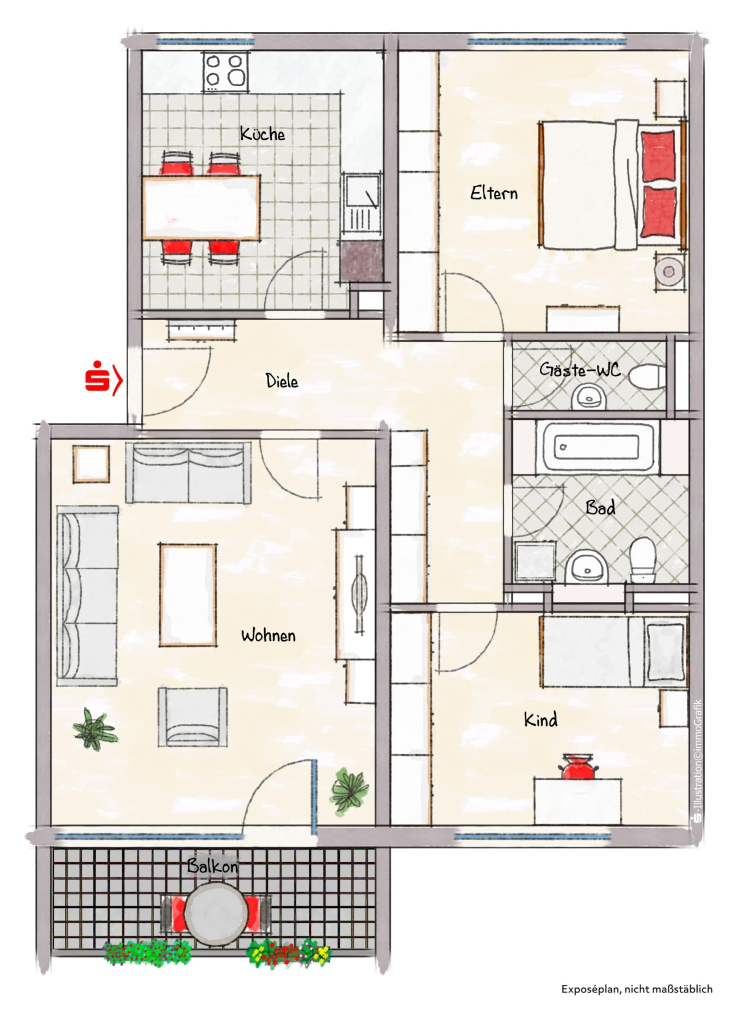 Wohnung zum Kauf 198.000 € 3 Zimmer 79,6 m²<br/>Wohnfläche ab sofort<br/>Verfügbarkeit Deutschhof - Ost Schweinfurt 97422