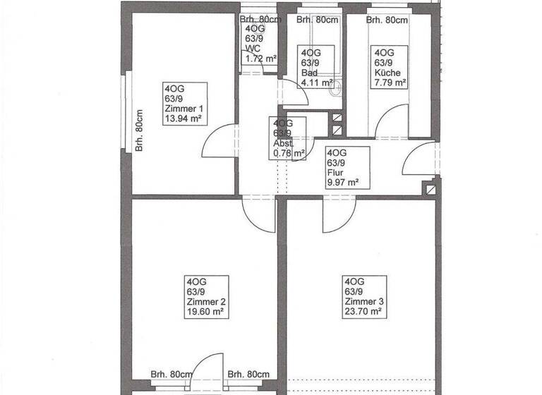 Wohnung zur Miete 900 € 3 Zimmer 82 m² 4. Geschoss frei ab sofort Schoppershof Nürnberg 90409