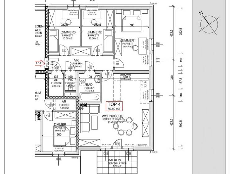 Wohnung zur Miete 815 € 4 Zimmer 89,4 m² Dobersnigg Loich 3211