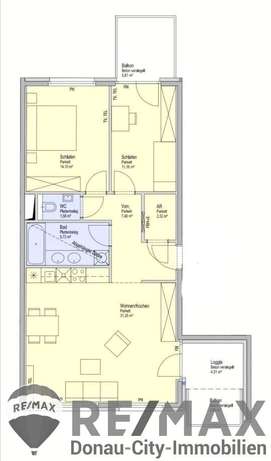 Wohnung zur Miete 1.700 € 3 Zimmer 73,7 m²<br/>Wohnfläche 3.<br/>Geschoss Wien 1220