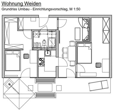 Wohnung zur Miete 1.200 € 3 Zimmer 59 m² 4. Geschoss Lübecker Str. 6 Weiden Köln 50858