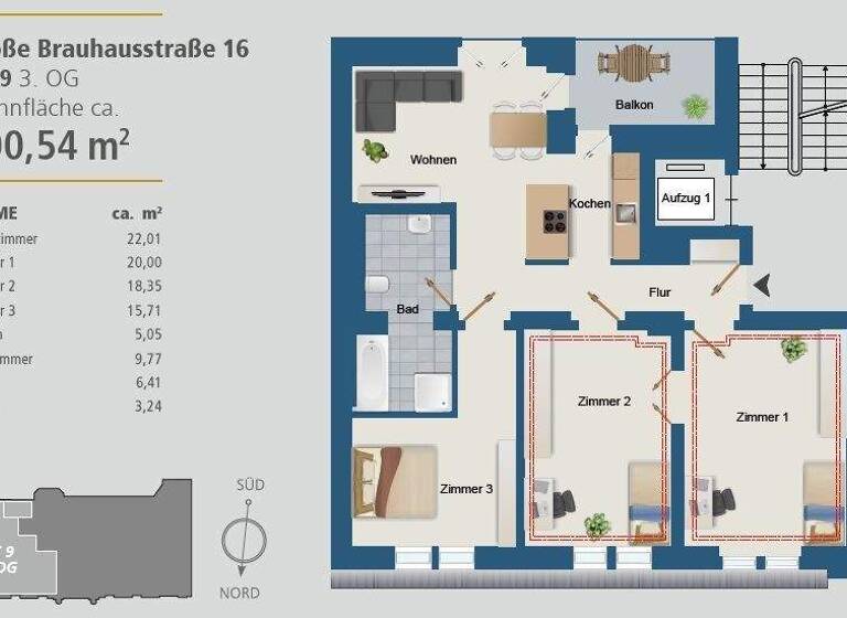 Wohnung zur Miete - Erstbezug 1.458 € 4 Zimmer 100,5 m² 3. Geschoss frei ab sofort Große Brauhausstr. 16 Altstadt Halle 06108