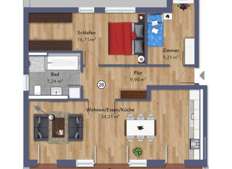 Wohnung zur Miete - Erstbezug 1.625 € 3 Zimmer 87,7 m² 2. Geschoss frei ab 01.06.2026 Steigenberg Penzberg 82377