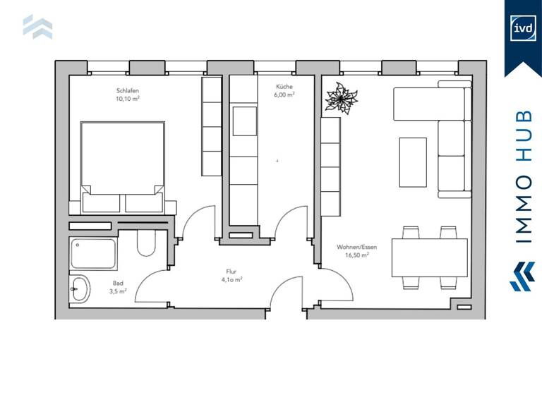 Wohnung zum Kauf 99.500 € 2 Zimmer 40,2 m² 1. Geschoss Anger-Crottendorf Leipzig 04318