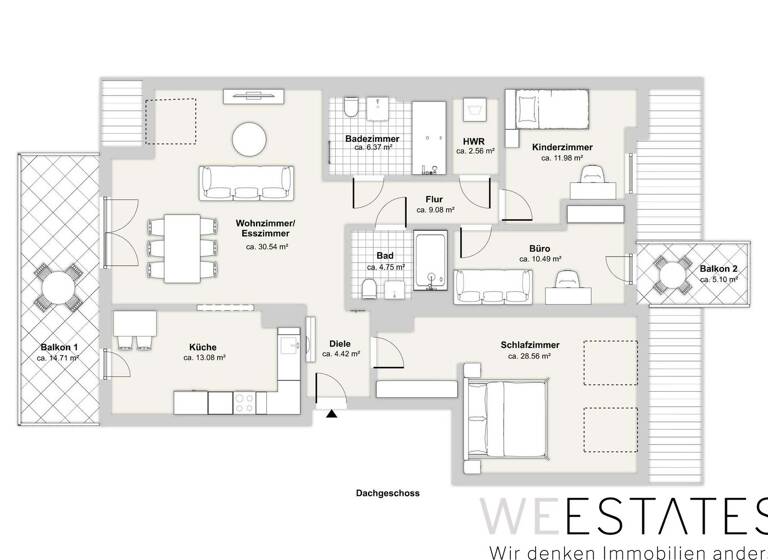Penthouse zur Miete - Erstbezug 2.150 € 4 Zimmer 129 m² 4. Geschoss Eller Düsseldorf 40229