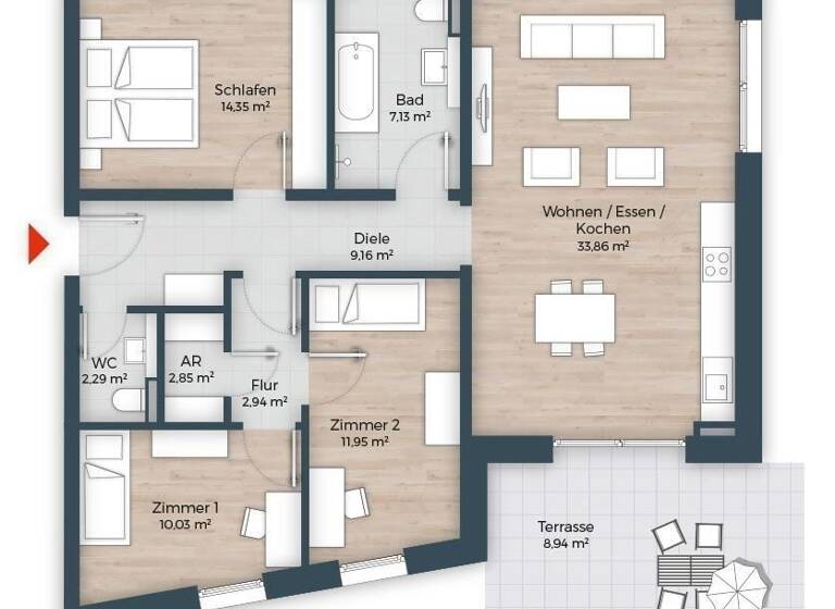 Terrassenwohnung zum Kauf provisionsfrei 899.950 € 4 Zimmer 102,5 m²<br/>Wohnfläche EG<br/>Geschoss ab sofort<br/>Verfügbarkeit Großreuther Straße 165 Großreuth h d Veste Nürnberg 90425