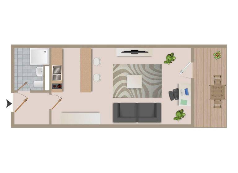 Studio zum Kauf 189.000 € 1 Zimmer 34 m² 7. Geschoss Mittlerer Hasenpfad 37 Sachsenhausen Frankfurt am Main 60598