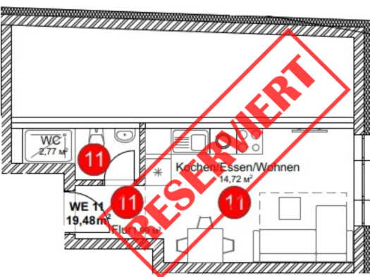 Wohnung zum Kauf provisionsfrei 104.000 € 1 Zimmer 24,5 m² 2. Geschoss frei ab 01.12.2026 Pfullendorf 88630