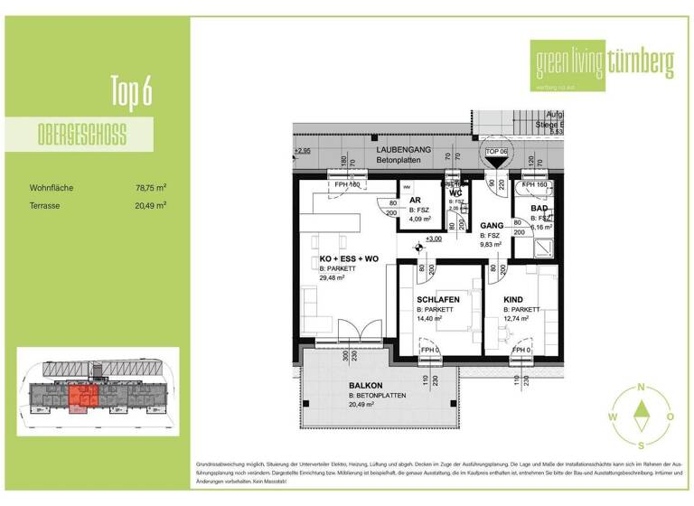 Wohnung zum Kauf - Erstbezug 323.000 € 3 Zimmer 78,8 m² 1. Geschoss Wartberg ob der Aist 4224