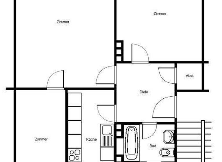 Wohnung zur Miete 1.049 € 2,5 Zimmer 66,3 m² 2. Geschoss frei ab 02.05.2026 Heussenstammstr. 14 Dornbusch Frankfurt am Main 60433