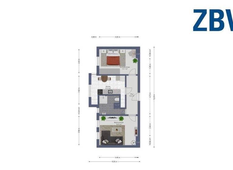 Wohnung zur Miete 309 € 2 Zimmer 46 m² 3. Geschoss Otto-Richter-Str. 36 Sudenburg Magdeburg 39116