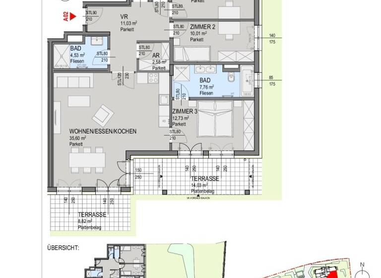 Wohnung zum Kauf - Erstbezug 815.100 € 4 Zimmer 103,7 m² EG Helenenstraße 1 Baden 2500