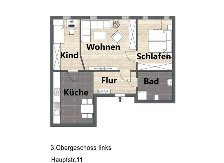 Wohnung zur Miete 385 € 3 Zimmer 70 m² 3. Geschoss Hauptstraße 11 Innenstadt Riesa 01589