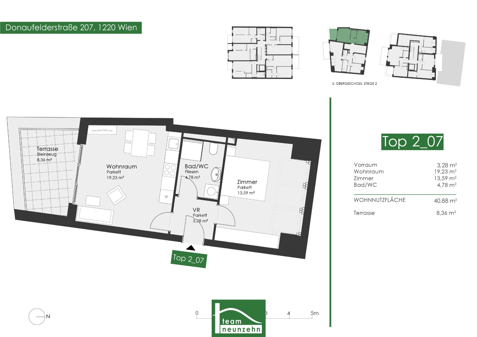 Wohnung zum Kauf 289.001 € 2 Zimmer 40,2 m²<br/>Wohnfläche 3.<br/>Geschoss Donaufelder Straße 207 Wien 1220