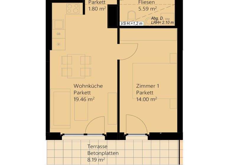 Wohnung zur Miete 705 € 2 Zimmer 42,3 m² 5. Geschoss frei ab 15.03.2026 Bertha-von-Suttner-Gasse 10 Wien 1220