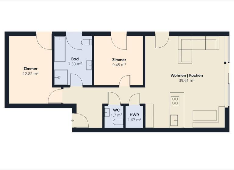 Wohnung zum Kauf 453.000 € 3 Zimmer 72,6 m²<br/>Wohnfläche EG<br/>Geschoss Hard 6971