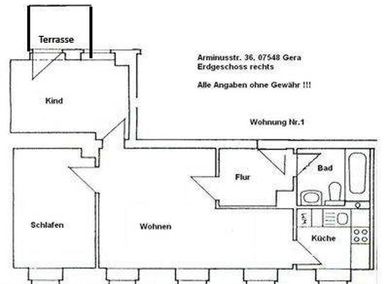 Wohnung zur Miete 360 € 3 Zimmer 58 m² EG Arminiusstr. 36 Debschwitz Gera 07548