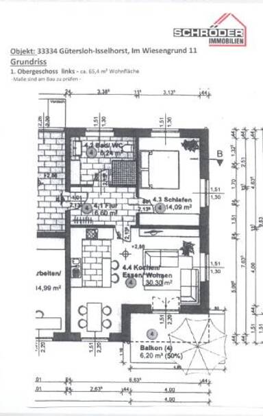 Wohnung zur Miete 660 € 2 Zimmer 65 m² Im Wiesengrund 11 Isselhorst Gütersloh 33334