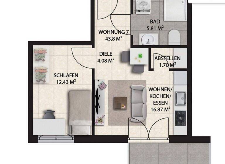 Wohnung zur Miete 570 € 2 Zimmer 43,8 m² Kaiserstraße 41c Waldbröl 51545