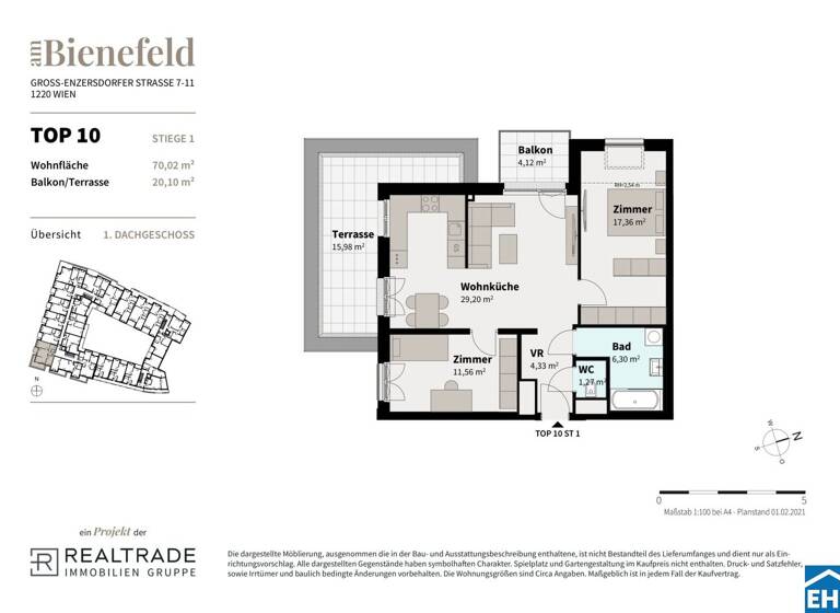 Wohnung zum Kauf - Erstbezug 345.233 € 3 Zimmer 70 m² 2. Geschoss Groß-Enzersdorfer Straße Wien 1220