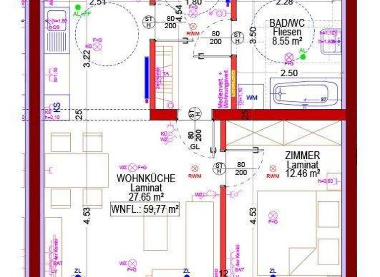 Wohnung zur Miete 618 € 59,8 m² Eichberger Straße 1/1 Dietmanns 3950