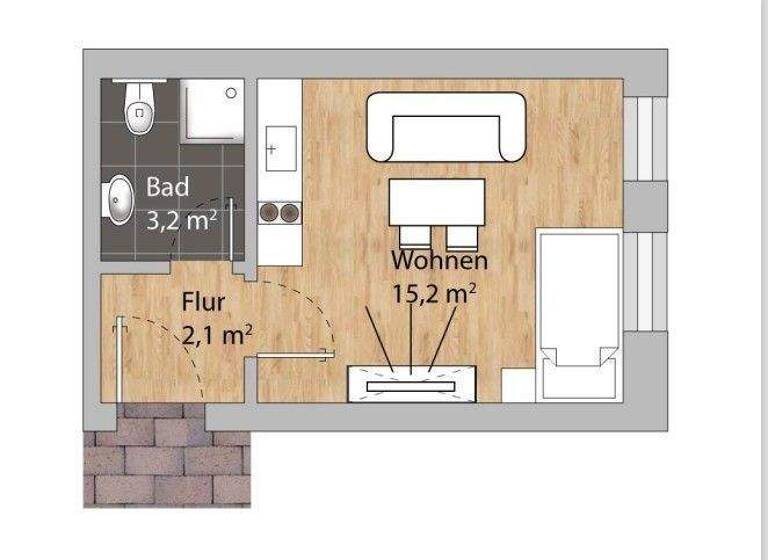 Studio zum Kauf 59.900 € 1 Zimmer 20,5 m² 1. Geschoss Unteralling Sinzing 93161