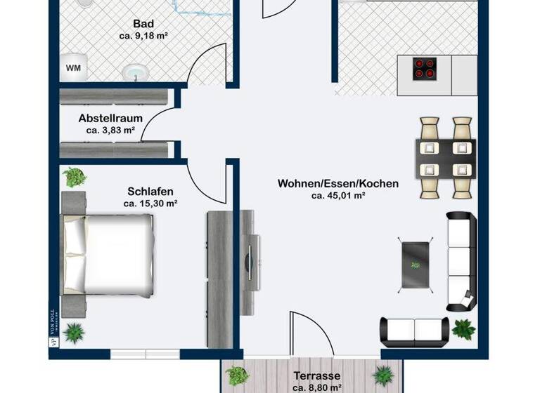 Wohnung zum Kauf - Erstbezug provisionsfrei 287.564 € 2 Zimmer 77,7 m² Flachslanden 91604