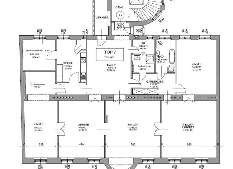 Wohnung zur Miete - Erstbezug 4.044 € 5,5 Zimmer 235,5 m² 2. Geschoss Wien 1040
