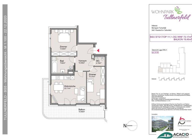 Wohnung zur Miete 791 € 3 Zimmer 72,2 m² 1. Geschoss Pixendorf 3451
