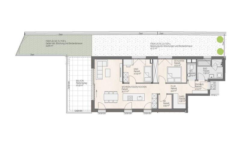 Wohnung zum Kauf - Erstbezug 655.000 € 3 Zimmer 1. Geschoss Seilergasse Gmunden 4810