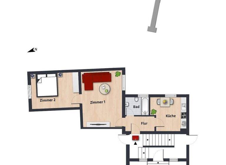 Wohnung zur Miete 476 € 2 Zimmer 55,2 m² EG frei ab 01.04.2026 Lessingstr. 42 Innenstadt Wolfsburg 38440