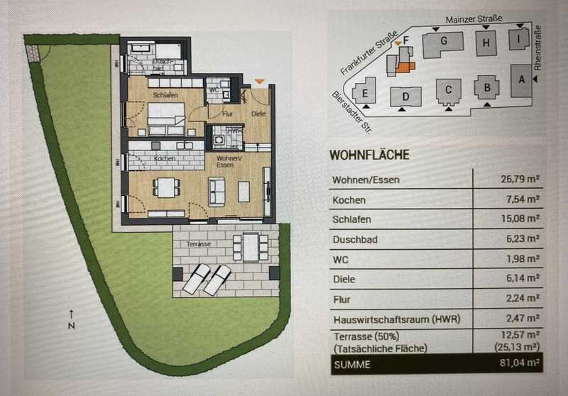 Wohnung zur Miete 900 € 2 Zimmer 81 m²<br/>Wohnfläche Frankfurter Str. Lessingstraße Wiesbaden 65189