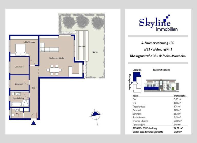 Wohnung zum Kauf provisionsfrei 649.000 € 4 Zimmer 114,1 m² EG Rheingaustr. 95 Hofheim 65719