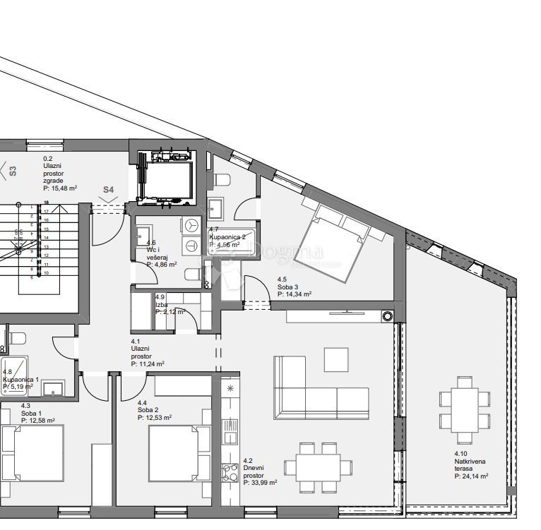 Wohnung zum Kauf 376.000 € 4 Zimmer 125 m²<br/>Wohnfläche 1.<br/>Geschoss Tribunj 22211