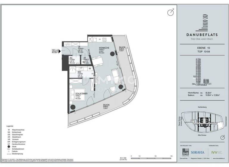 Wohnung zum Kauf - Erstbezug 590.000 € 2 Zimmer 48,4 m² Wien 1220