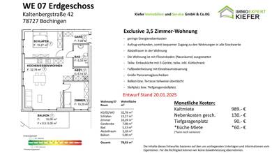 Wohnung zur Miete 1.139 € 3,5 Zimmer 79 m² EG frei ab sofort Bochingen Oberndorf am Neckar 78727