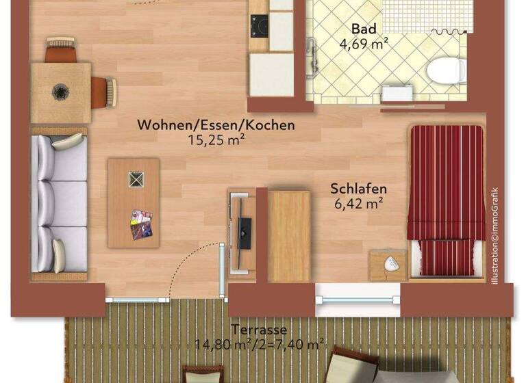 Studio zur Miete - Erstbezug 690 € 2 Zimmer 30,4 m² 2. Geschoss Bahnhofstraße 66 Frontenhausen 84160