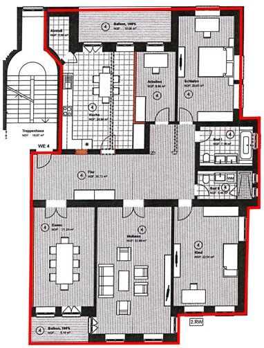 Apartment zur Miete 2.040 € 5 Zimmer 185 m² 1. Geschoss August-Bebel-Straße 71 Südvorstadt Leipzig 04275