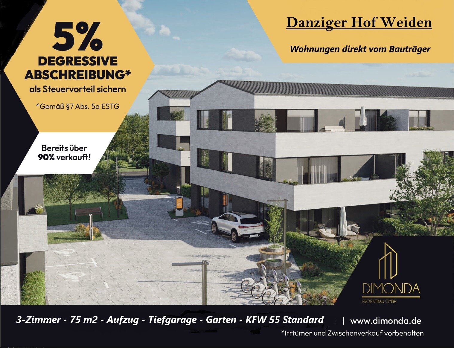 Wohnung zum Kauf provisionsfrei als Kapitalanlage geeignet 385.000 € 3 Zimmer 80,8 m²<br/>Wohnfläche Danziger Straße 3 Stockerhut Weiden in der Oberpfalz 92637