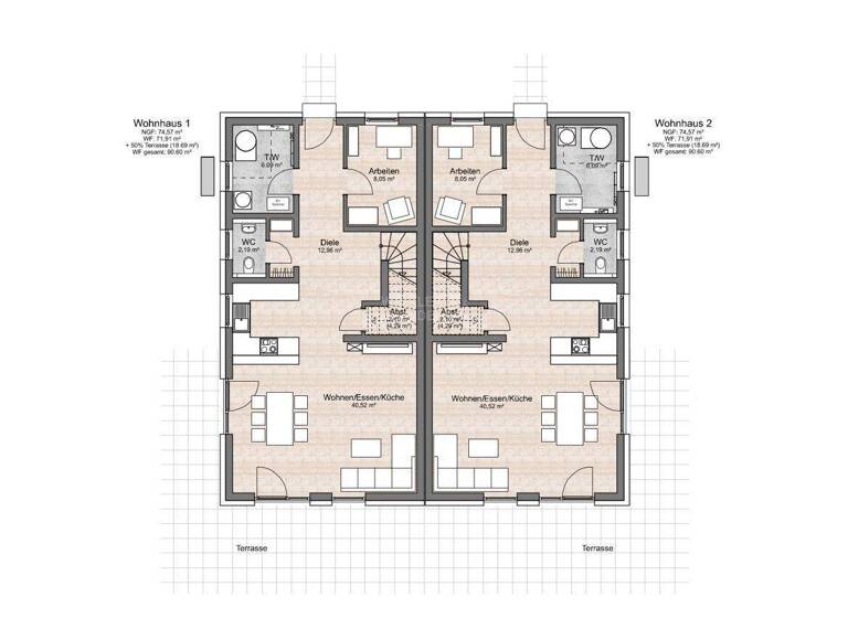 Doppelhaushälfte zum Kauf - Erstbezug provisionsfrei 604.918 € 4,5 Zimmer 123,2 m² 351 m² Grundstück Oberkonnersreuth Bayreuth 95448