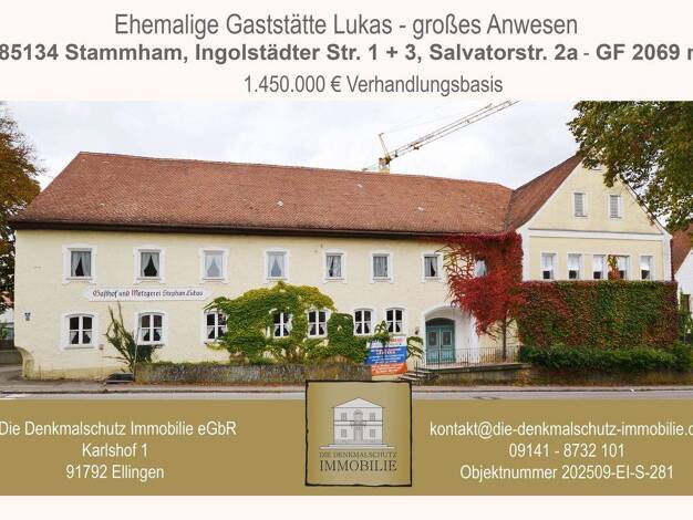 Haus zum Kauf 1.450.000 € 966 m² 2.069 m² Grundstück Ingolstädter Str. 1 Stammham 85134